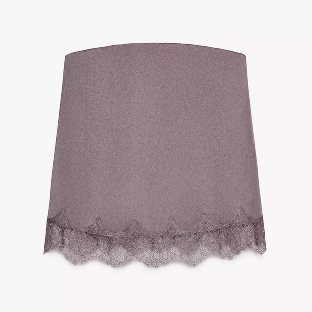 Satin Effect Lace Top, Brown/Taupe, Zara, M, NWT - Picture 2 of 8